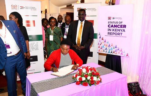 Health CS Susan Nakhumicha during the opening ceremony of the National Cancer Summit 2023