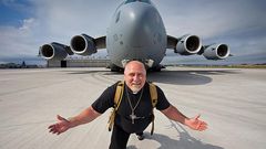 Heaviest aircraft pulled by a man, Kevin Fast,
