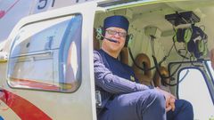 Government Spokesman Isaac Mwaura in a chopper