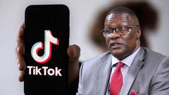 A collage of ICT CS Eliud Owalo and the TikTok logo