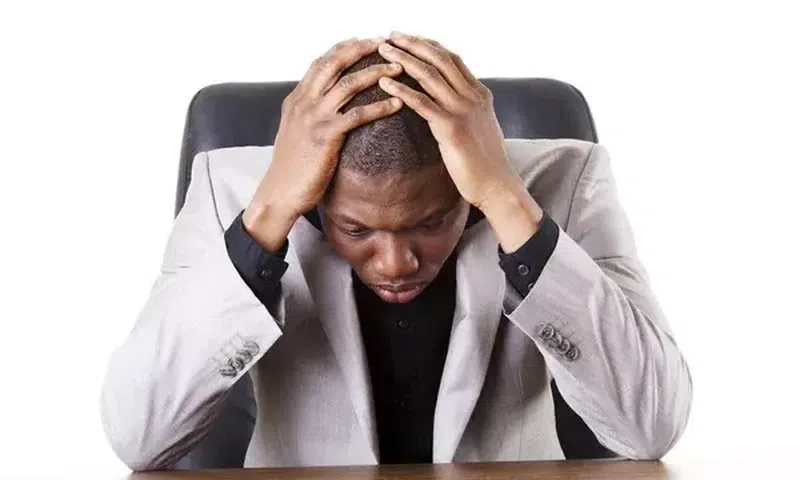 An African man in distress