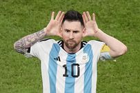 Lionel Messi celebrating after scoring for Argentina against Netherlands in the World Cup quarter-final