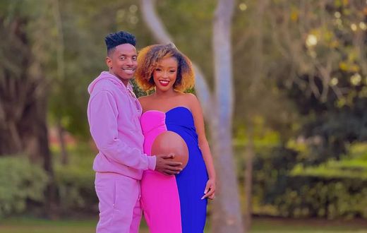 Eric Omondi and his fiancée Lynne Njihia during their gender reveal party