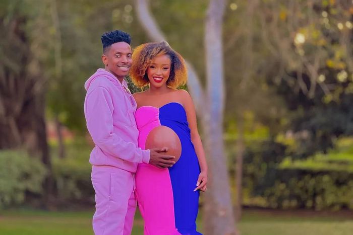 Eric Omondi and his fiancée Lynne Njihia during their gender reveal party