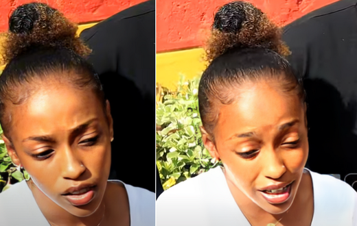 Eric Omondi's fiancée, Lynne Njihia talking to local media houses on June 21, 2024