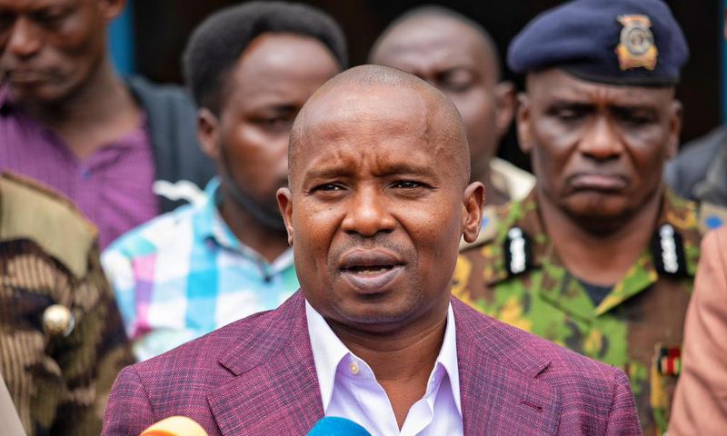 Interior CS Kithure Kindiki speaking to the media on November 6, 2023