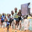 Samuel Kibathi leads the men's Under-20 8km race at the Sirikwa Classic Cross-country/ATHLETICS KENYA