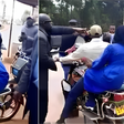 Azimio leader Martha Karua takes off using boda boda after police block her from accessing a hotel in Meru county