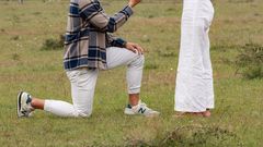 Mantas Zvinas proposes to his girlfriend Steph Currie in Maasai Mara