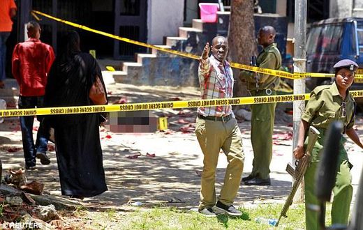 Police officers at a past crime scene