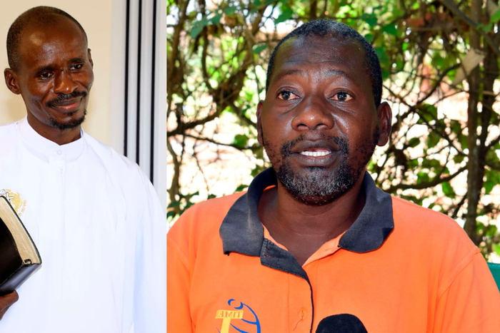 A collage image of New Life Prayer Centre and Church's pastor Ezekiel Odero (L) and Paul Mackenzie