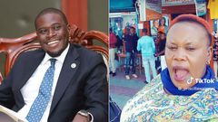 A collage of Governor Sakaja and Priscilla wa Imani