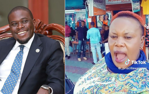 A collage of Governor Sakaja and Priscilla wa Imani