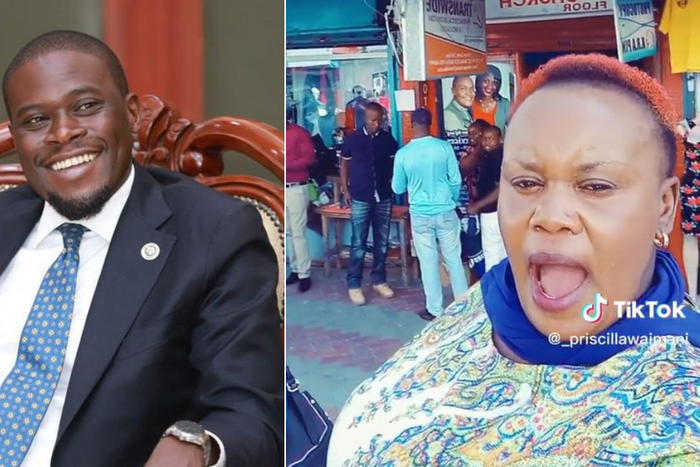 A collage of Governor Sakaja and Priscilla wa Imani