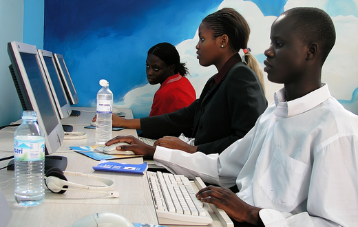 Young people in a computer lab