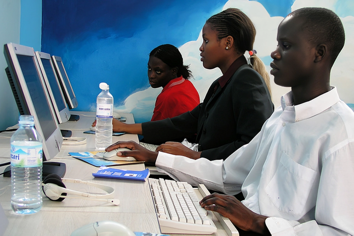 Young people in a computer lab