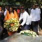 Raila Odinga with his wife Ida Odinga and President Uhuru Kenyatta lay wreaths at the mausoleum which hosts Oginga Odinga and Fidel Odinga's graves (Twitter)