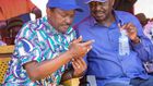 Azimio La Umoja One-Kenya principals Kalonzo Musyoka and Raila Odinga during a campaign rally in Turkana on April 4, 2022.