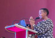 First Lady Rachel Ruto receiving the KISS Humanitarian award