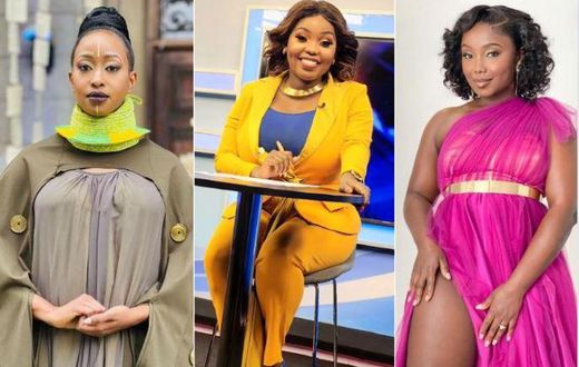 A collage image of Janet Mbugua, Fridah Mwaka and Kate Actress