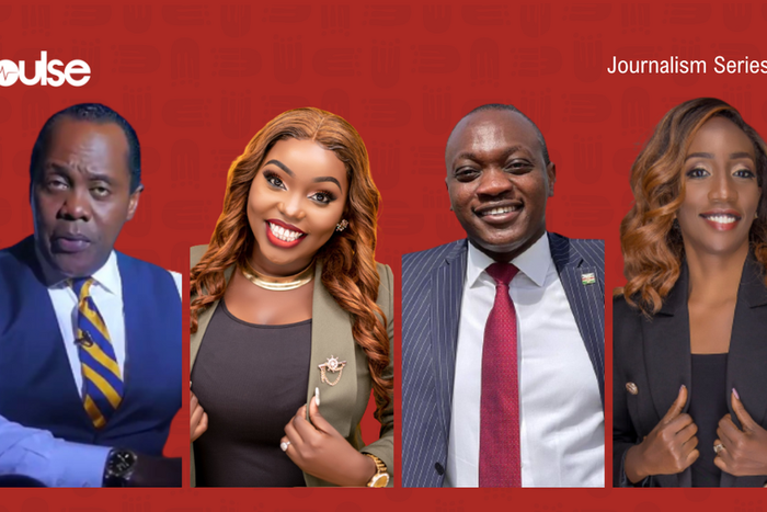 A collage of Jeff Koinange, Fridah Mwaka, Ken Mijungu and Yvonne Okwara