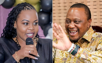 A collage of President Uhuru Kenyatta and Muthoni wa Kirumba