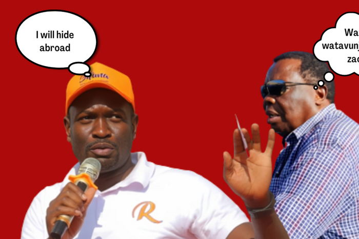 Nairobi Senator Edwin Sifuna (left) and Francis Atwoli