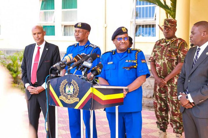 Japheth Koome addressing the media