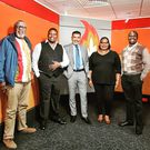 Tom Japanni, Governor Abdulswmad Sharrif Nassir and the Spice FM Morning team