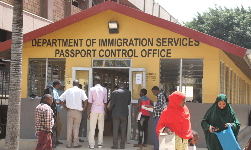 People queing at Immigration Department