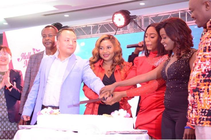 Rapper Diana Marua, Kevin Bahati and other celebrities when the rapper was unveiled alongside Dr Ofweneke and marriage counsellor Getrude Mungai to host Hello Mr Right, Season 3
