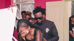 Diana Marua sheds tears as she views the body of her late grandmother