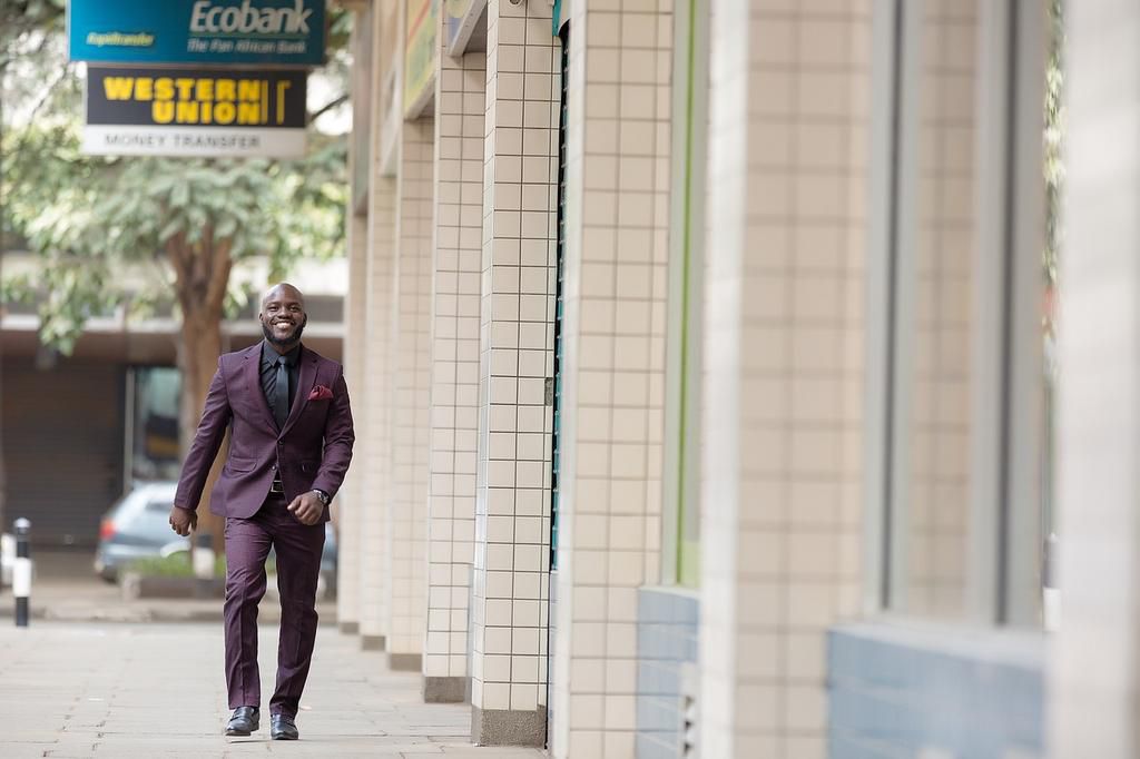 A man walking outside Ecobank