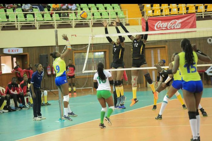 KCB Volleyball team in action against Prisons during the Kenya Volleyball Federation women's Playoffs on January 21,2023 at the Kasarani Indoor Arena/COURTESY