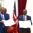 Treasury CS Njuguna Ndung'u and AfriExim President Benedict Oramah signing a Sh400 billion loan at State House on May 2, 2023