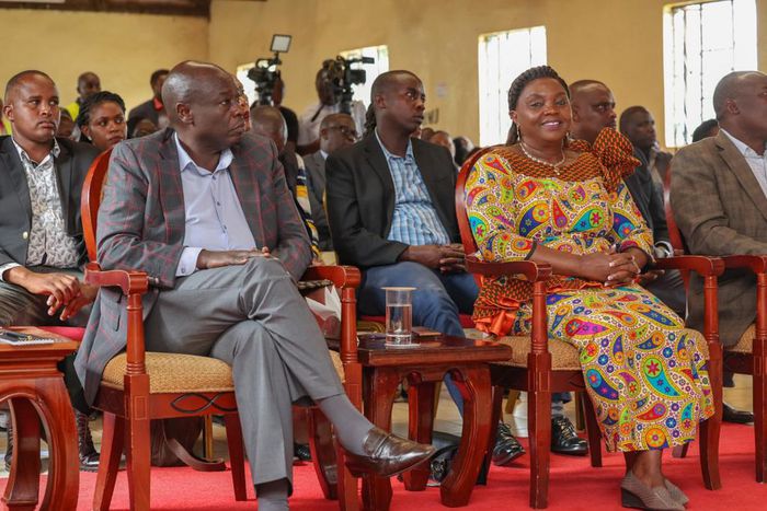 Pastor Dorcas Rigathi and DP Rigathi Gachagua at Kiamariga PEFA Church in Mathira Constituency on Sunday.