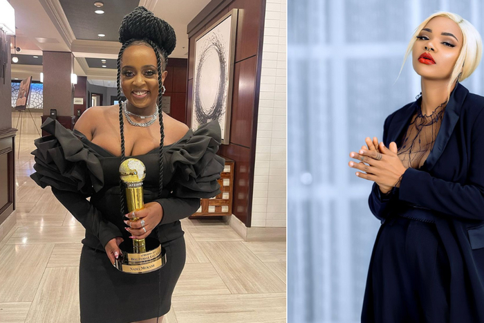 A collage of singer Nadia Mukami and Tanzanian rapper Rosa Ree