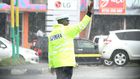 A police officer directing traffic