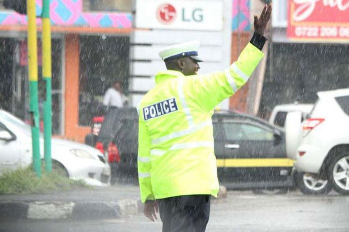 A police officer directing traffic