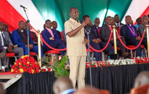 President William Ruto during a church service in Sotik, Bomet County on Sunday, November 19, 2023
