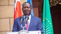 Former PM Raila Odinga during a joint press conference on June 5, 2024