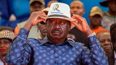 Azimio la Umoja leader Raila Odinga at the Kamukunji grounds in Nairobi-