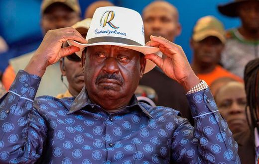Azimio la Umoja leader Raila Odinga at the Kamukunji grounds in Nairobi-