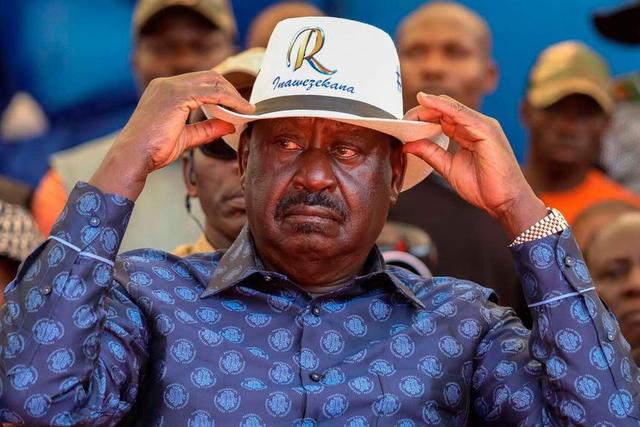 Azimio la Umoja leader Raila Odinga at the Kamukunji grounds in Nairobi-