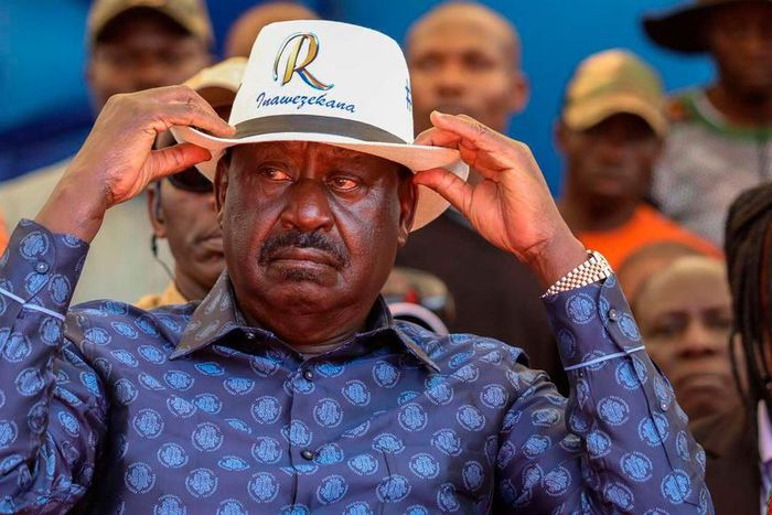 Azimio la Umoja leader Raila Odinga at the Kamukunji grounds in Nairobi-