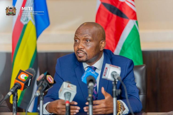 Trade and Investment CS Moses Kuria during a past media briefing