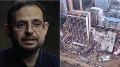 A collage of Aimen Dean and the bomb site of the attack on the U.S. Embassy in Nairobi