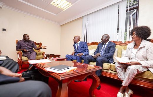President William Ruto meets with CS Ezekiel Machogu, PS Belio Kipsang and TSC CEO Nancy Macharia ahead of release of 2023 KCSE exams results