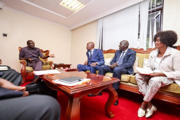 President William Ruto meets with CS Ezekiel Machogu, PS Belio Kipsang and TSC CEO Nancy Macharia ahead of release of 2023 KCSE exams results