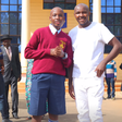 Alex Mathenge and his son during admission to Mang'u High School